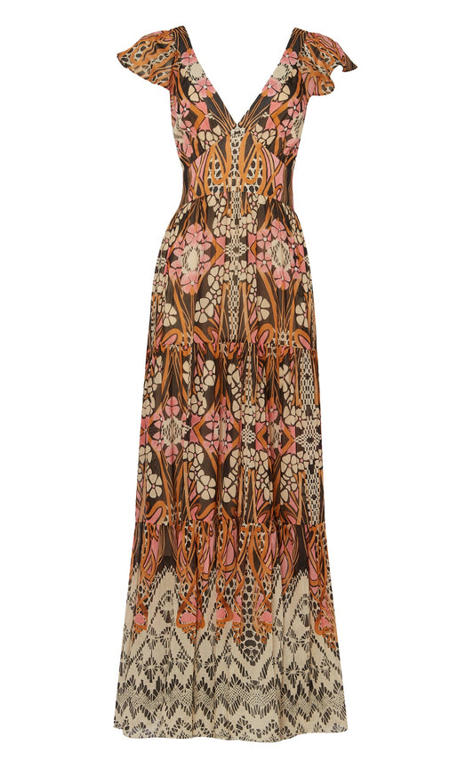 Monikh V-Neck Dress - Pink/Sand Mix