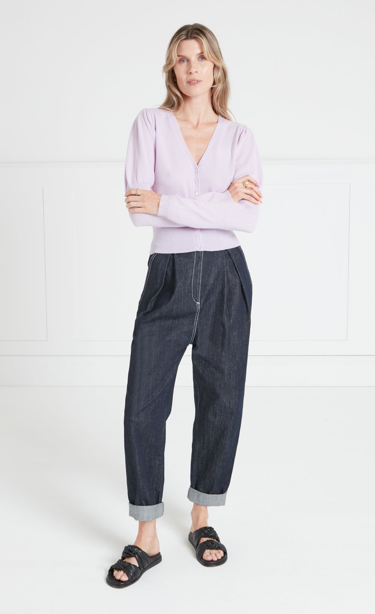 Tonal T-Logo Cardigan - Pink