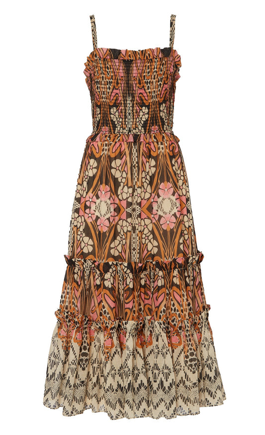 Monikh Strappy Dress - Pink/Sand Mix