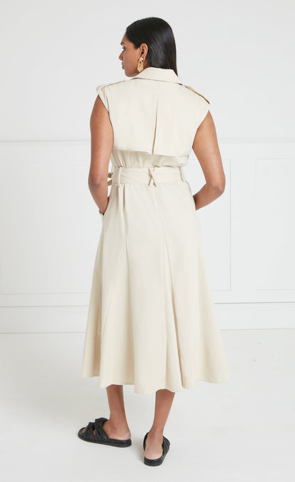Javier Sleeveless Trench Coat - Sandy Cream
