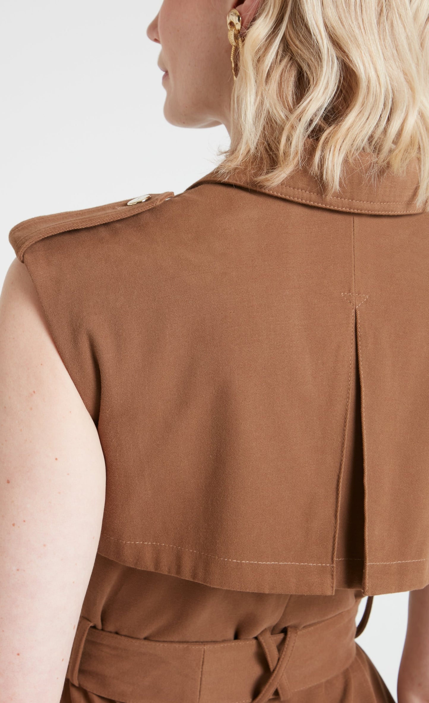 Javier Sleeveless Trench Coat - Brown