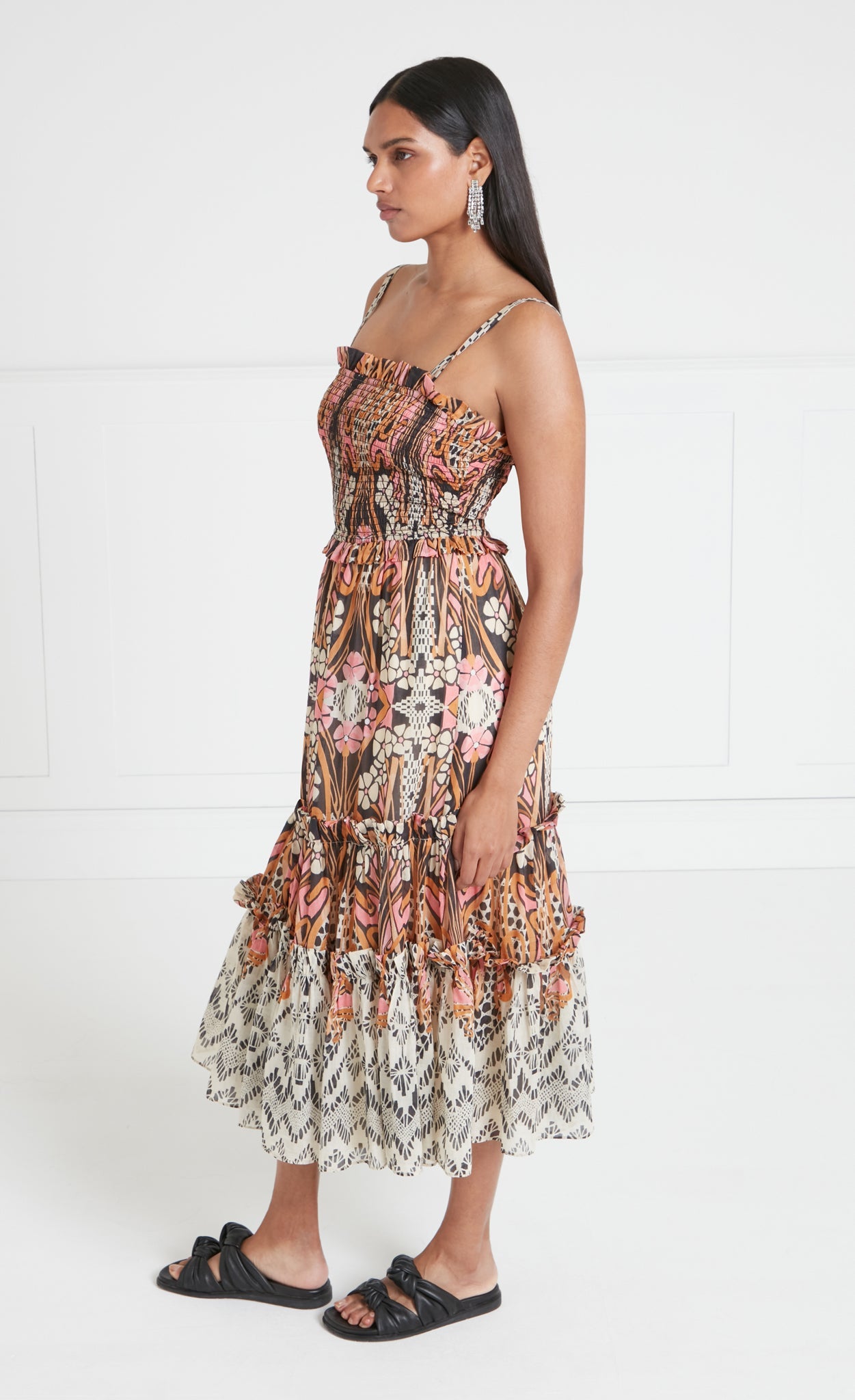 Monikh Strappy Dress - Pink/Sand Mix