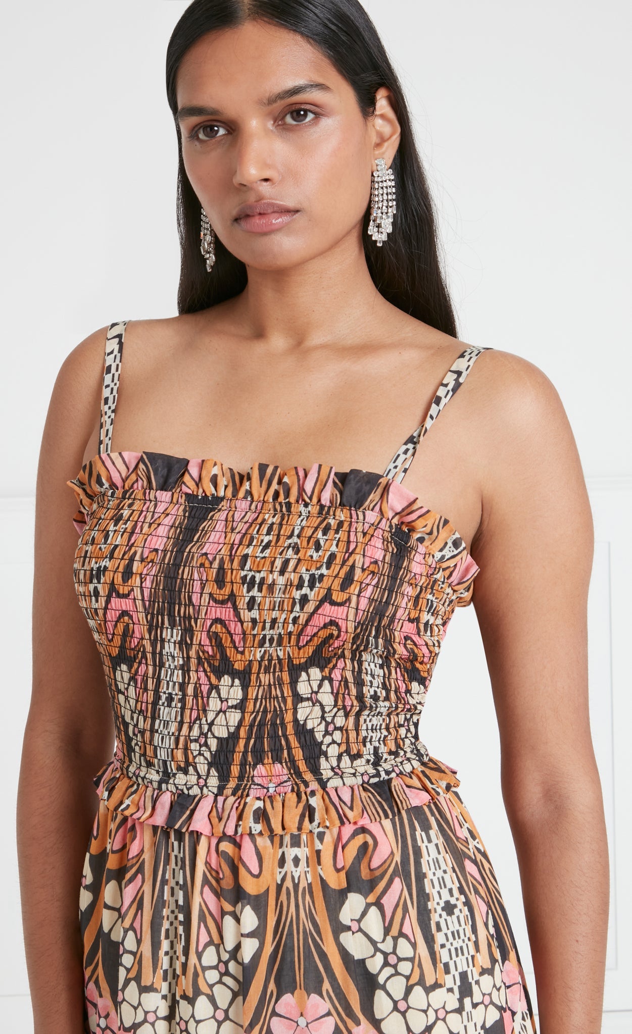 Monikh Strappy Dress - Pink/Sand Mix