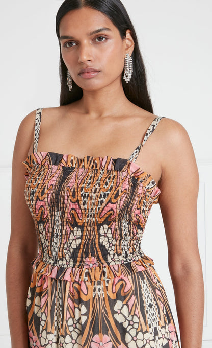 Monikh Strappy Dress - Pink/Sand Mix