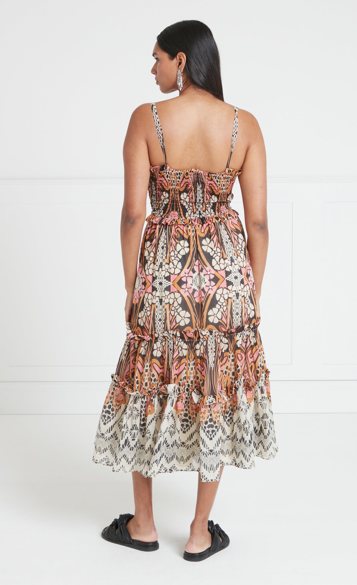 Monikh Strappy Dress - Pink/Sand Mix