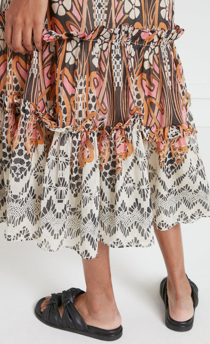 Monikh Strappy Dress - Pink/Sand Mix