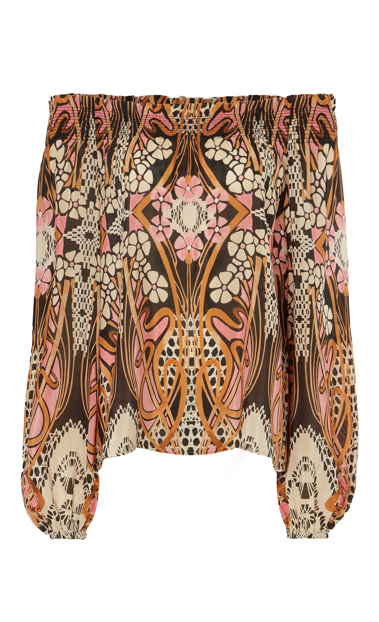 Monikh Off Shoulder Top - Pink/Sand Mix