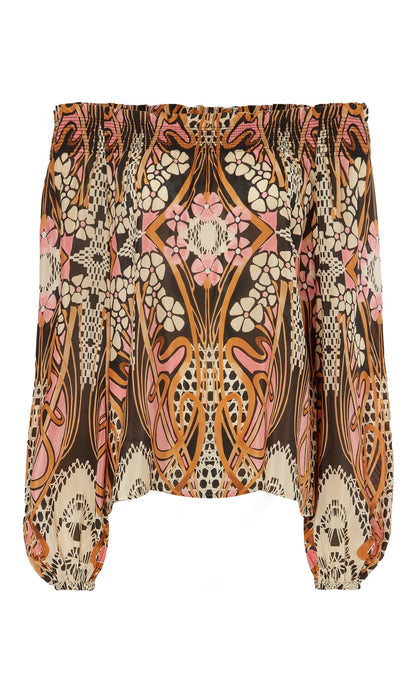 Monikh Off Shoulder Top - Pink/Sand Mix