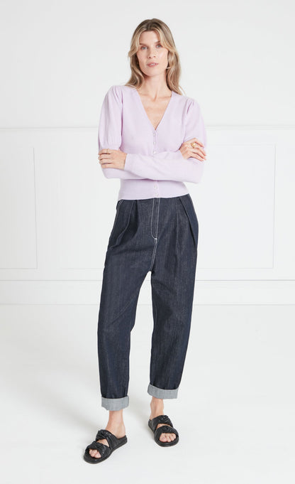 Tonal T-Logo Cardigan - Pink