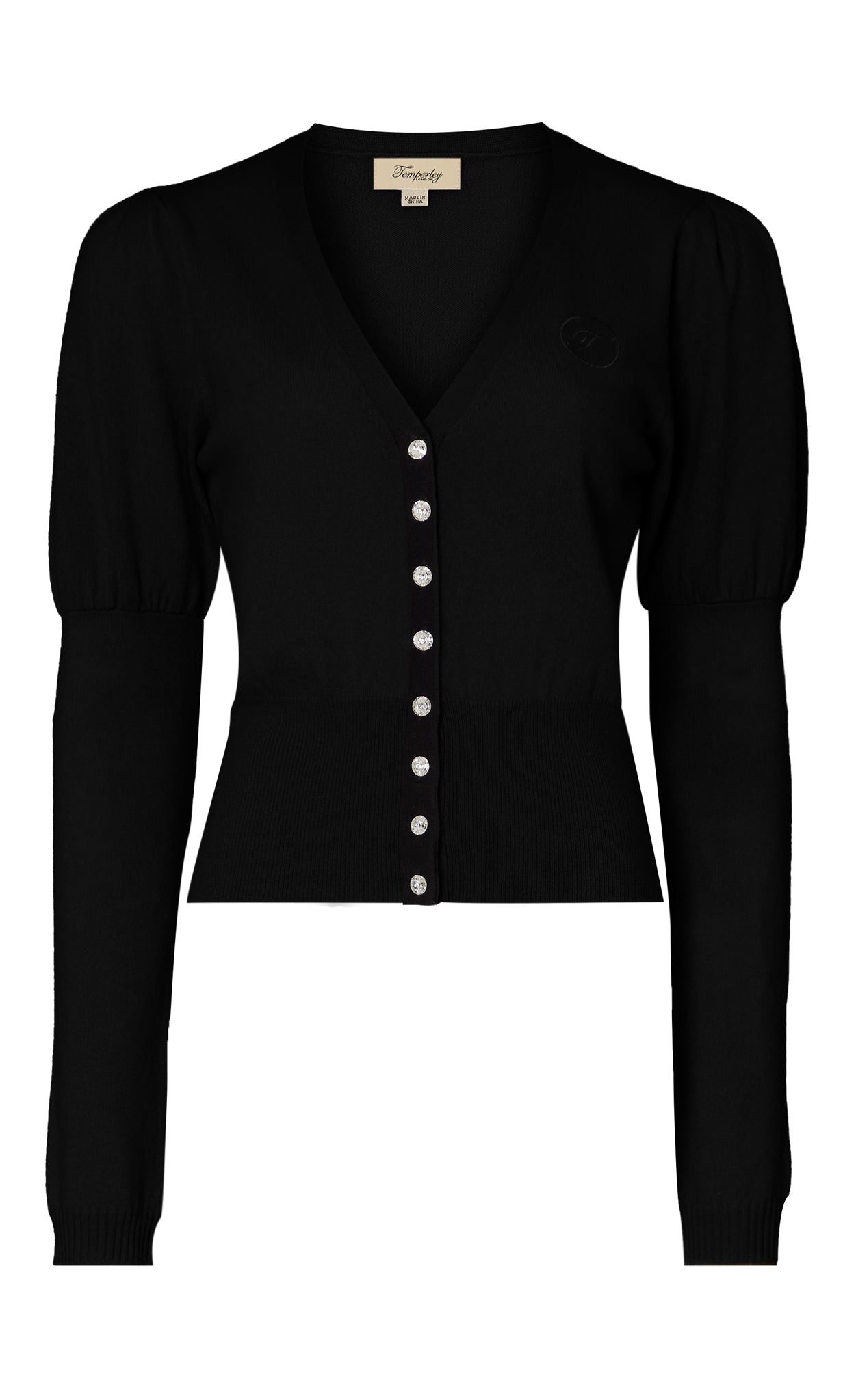 Tonal T-Logo Cardigan - Black