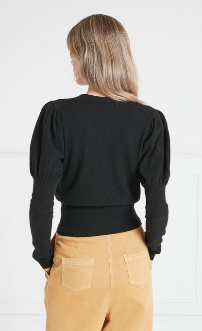 Tonal T-Logo Cardigan - Black